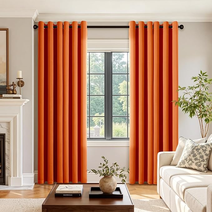 Fall Orange Blackout Curtains for Bedroom Living Room W40 x L84 Inch | 84 Inch - Image 5