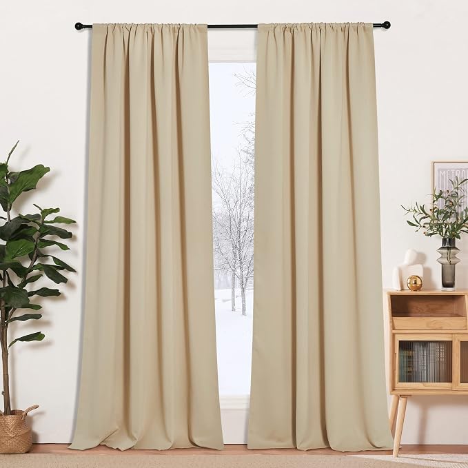 RYB HOME Curtains for Bedroom Living Room Dining Room 102 inches Long | Privacy by RYBHOME