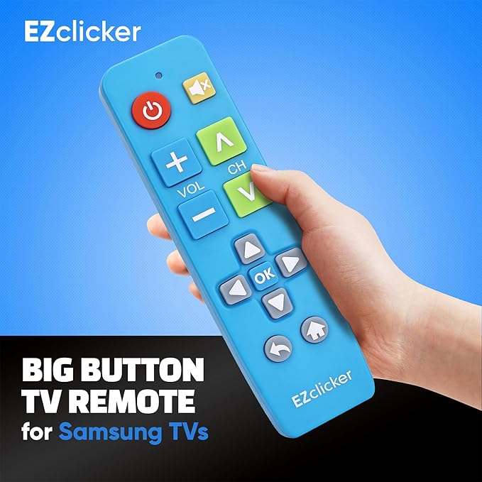 Samsung Replacement TV Remote Compatible with Samsung TV's ONLY (Blue) Big Button TV Remote Control, Simplified and Easy to Use (2xAAA Batteries not Included)