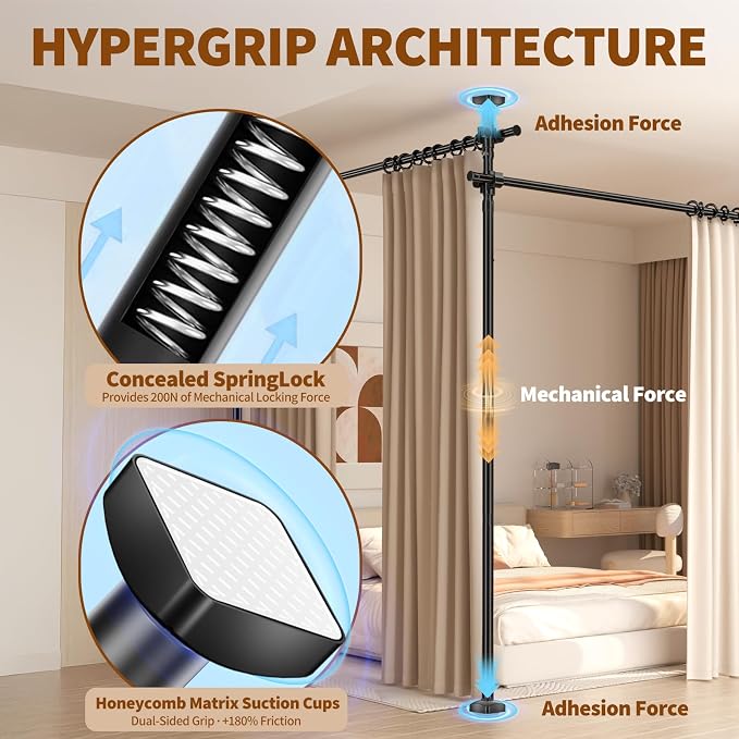 Room Divider for Room Separation, 4-10ft 28-140inch Adjustable Temporary - Image 3