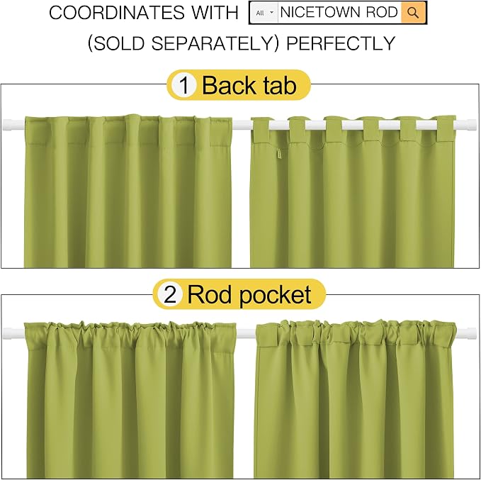 NICETOWN Green Curtains Blackout Drape Panels - Image 3