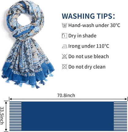 Scarf for Women Lightweight Soft Floral Leopard Printed Scarves Fall Winter Fashion Shawl Wrap with Fringe