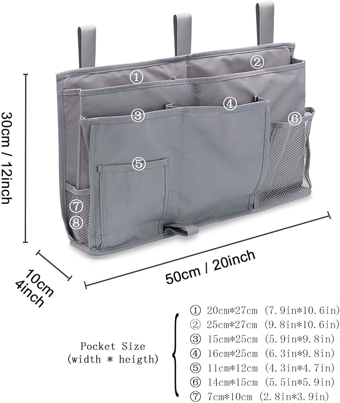 Large Pocket Bedside, Hanging Storage Organizer 8 Pockets - Image 5