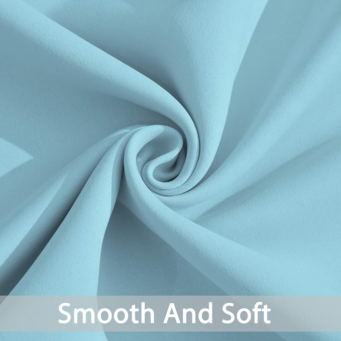 Yakamok Blackout Curtains 38x84 inch Sky Blue Thermal Drapes-Bedroom | 2 panels - Image 4