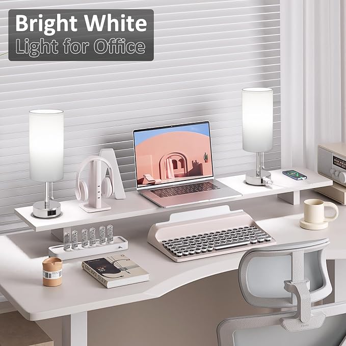 Silver Bedside Table Lamps Set of 2 - Image 5