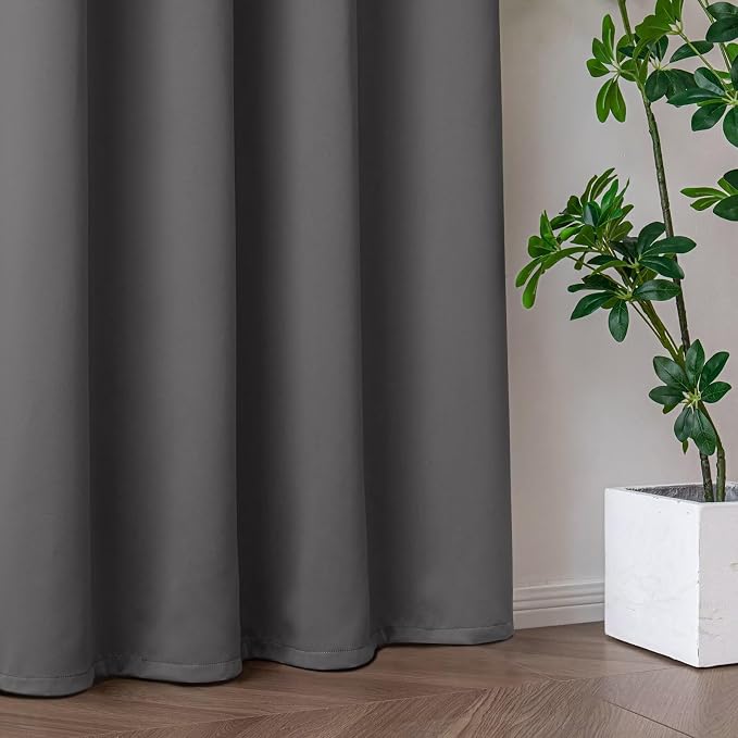 IGEMAEVE Blackout Curtains & Drapes Light Grey 100" W x 96" L | Bedroom | - Image 7