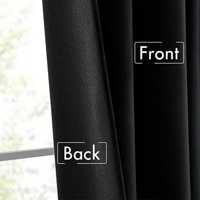 MIULEE Black Velvet Pinch Pleat Blackout Curtains W52 X L90 Inches | 2 Panels - Image 6