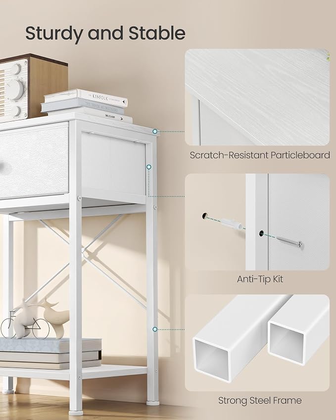SONGMICS Bedside Table with Drawer, Nightstand with Lower Shelf | Side End Table - Image 5