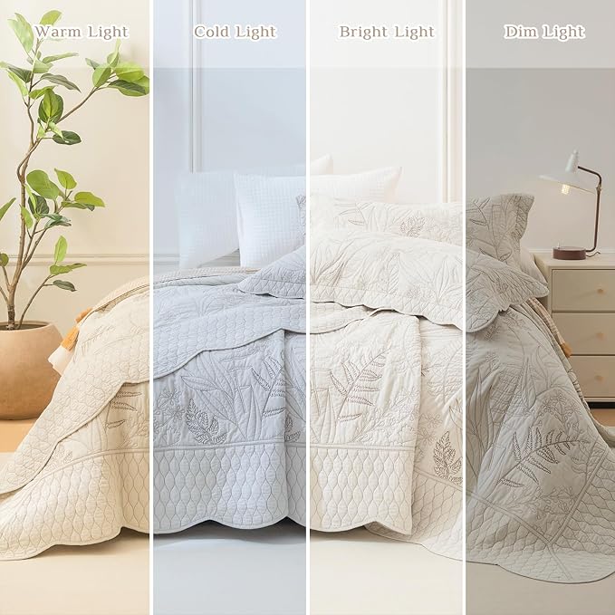 CozyTide Oversized King Quilt 118"x106", Pre-Washed Cotton Wheat California - Image 5