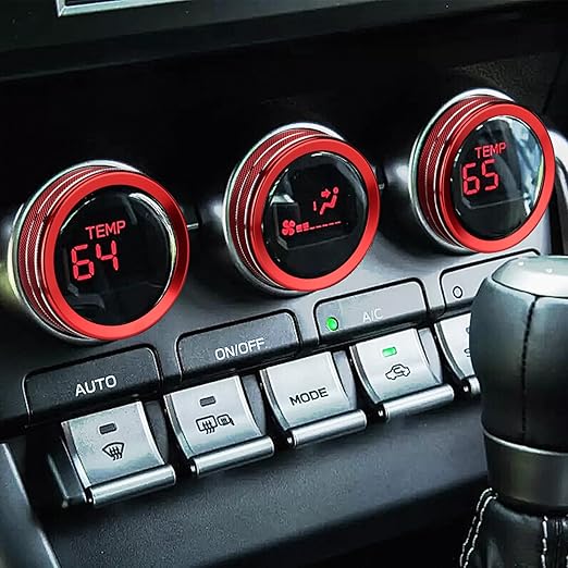 Auovo AC Knob Rings Covers Compatible with Subaru BRZ 2022-2026 for Toyota GR86 2022-2025 2026 Interior Accessories Air Climate Control Switch Knob Button Ring (Air Conditioning Knobs Cover-3PCS, Red)