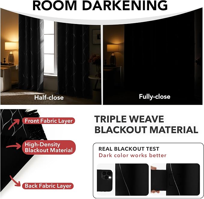 Deconovo Wave Printed Thermal Insulated Blackout Curtains - Image 6