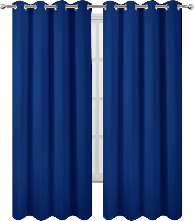 Blackout Curtains 66 x 95 inch/Royal Blue Curtains Set of 2 Panels/Thermal by Lemomo