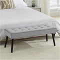 LOULENS Entryway Bench, Light Grey | Wood Legs, Button Tufted, Upholstered Bench by LOULENS