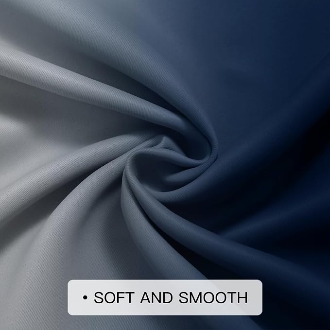 COSVIYA Curtains & Drapes Ombre Blue Curtains 54 inch Long 2 Panels Set - Image 6