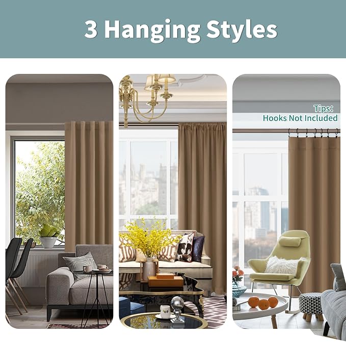 BGment Taupe 100% Blackout Curtains - Image 3