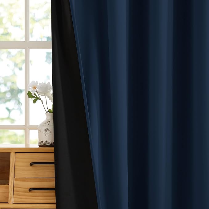 RYB HOME Navy Blue Blackout Curtains 63 inches Length - Image 6