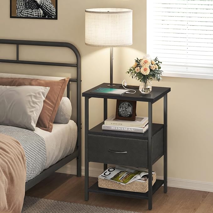 Fixwal Nightstand with LED Lights Bedside Table with 3 Color Temperatures Bulb - Image 2