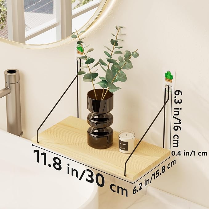 Elevate Your Space with Rustic Wood Floating Shelves Set of 3- Perfect - Image 3