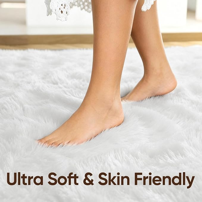 Noahas 2x6 White Fluffy Soft Runner Rug Non-Slip - Image 5