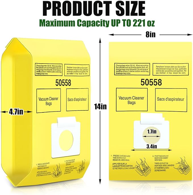 DTESL 50 Pack Vacuum Cleaner Bags Fit for Kenmore Canister Type C/Q 5055 50555 50557 50558 and Pana·sonic Type C-5 C-18, 200 Series, 400 Series, 600 Series, 700 Series, 800 Series (50 Pack)