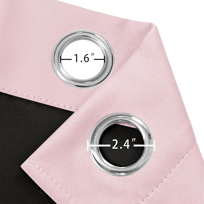 100% Blackout Curtains 40 x 63 Inches Long Thermal Insulated Baby Pink Curtains - Image 6