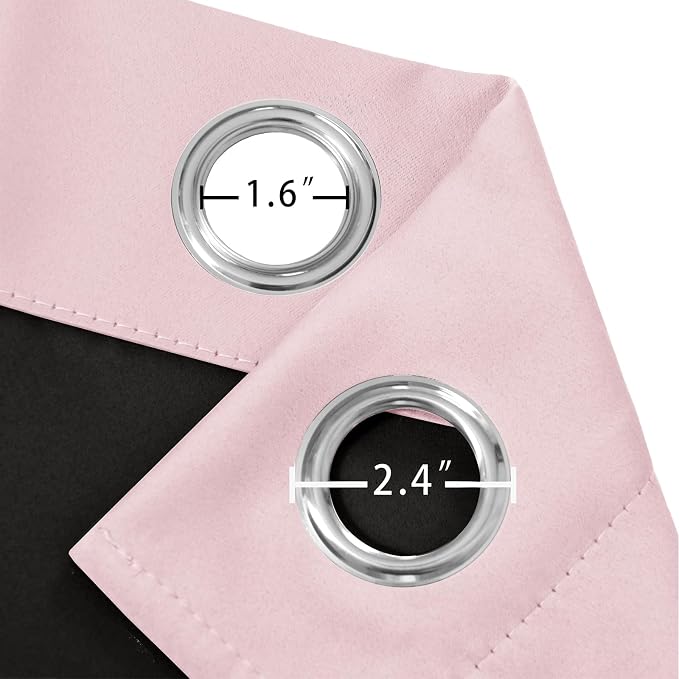 100% Blackout Curtains 52 x 72 Inches Long Thermal Insulated Baby Pink Curtains - Image 6