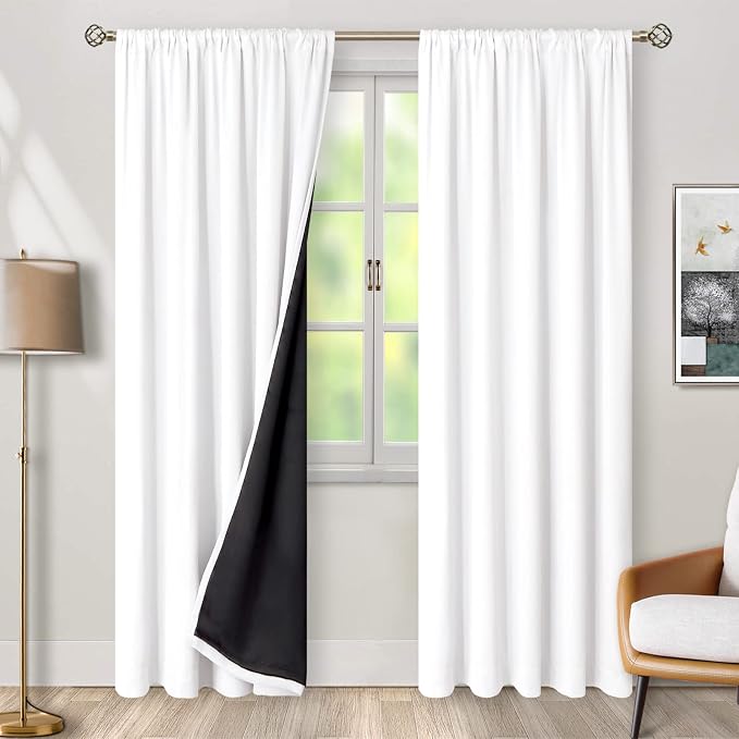 BGment Pure White 100% Blackout Curtains - Image 2