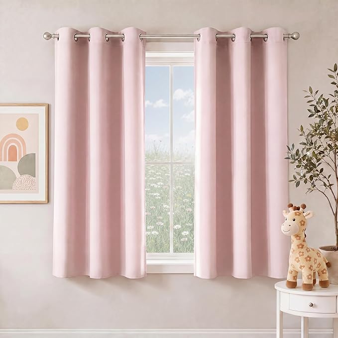 NICETOWN Blush Pink Room Darkening Curtains 54 Inches Long 2 Panels by NICETOWN