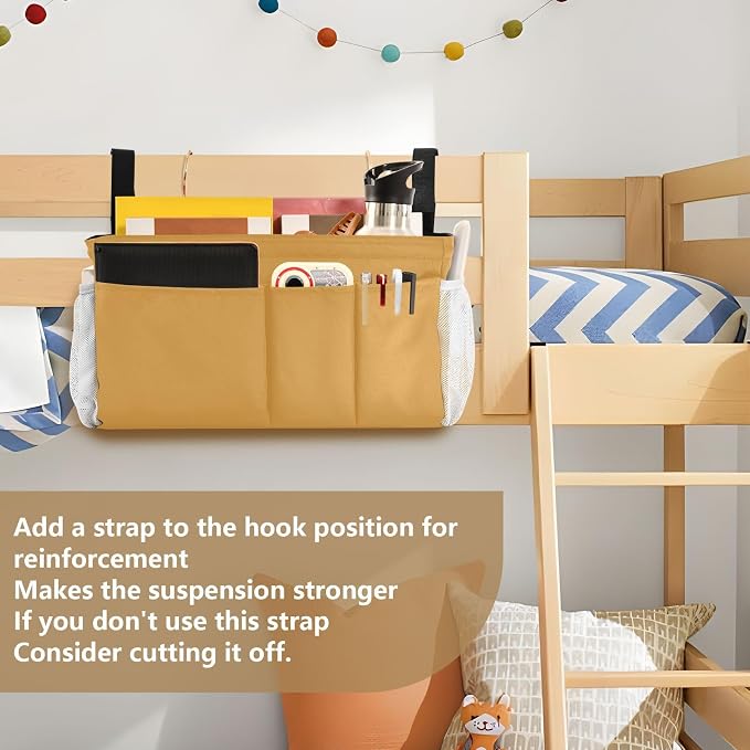 Mustard Yellow Bedside Caddy Storage Bag Bedside Organizer - Image 6