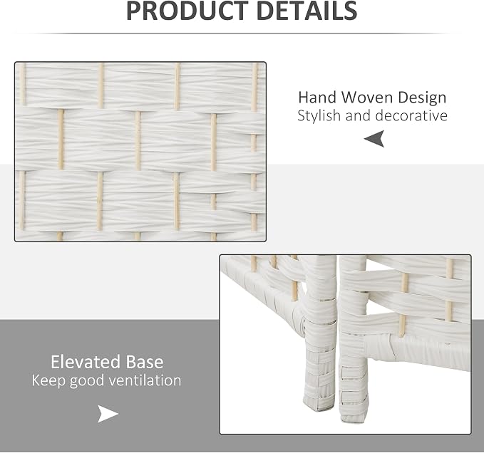 HOMCOM Room Divider 6 Panel Freestanding 6FT Tall Privacy Screen White | - Image 5