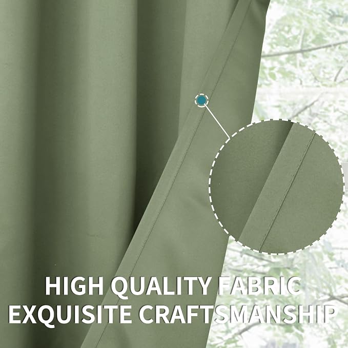 BGment Olive Green Kitchen Window Curtains 45 Inches Long Rod Pocket | Short - Image 5