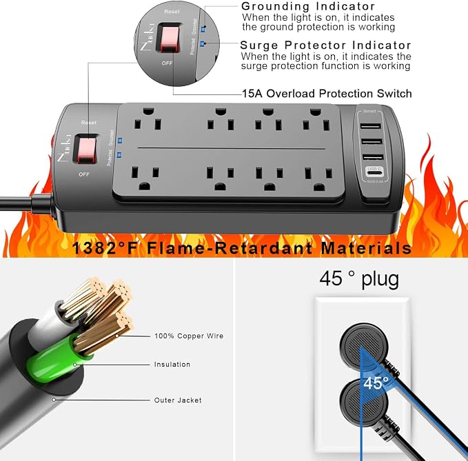 Surge Protector Power Strip - Image 6