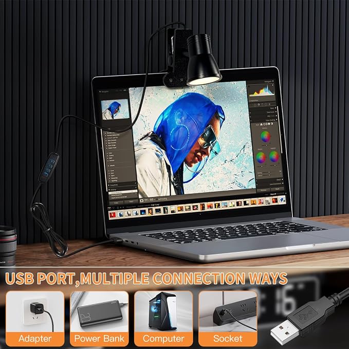 LUJOLUMIN Clip Lamp, Mini Portable 360° Rotation Clamp on Lamp - Image 6