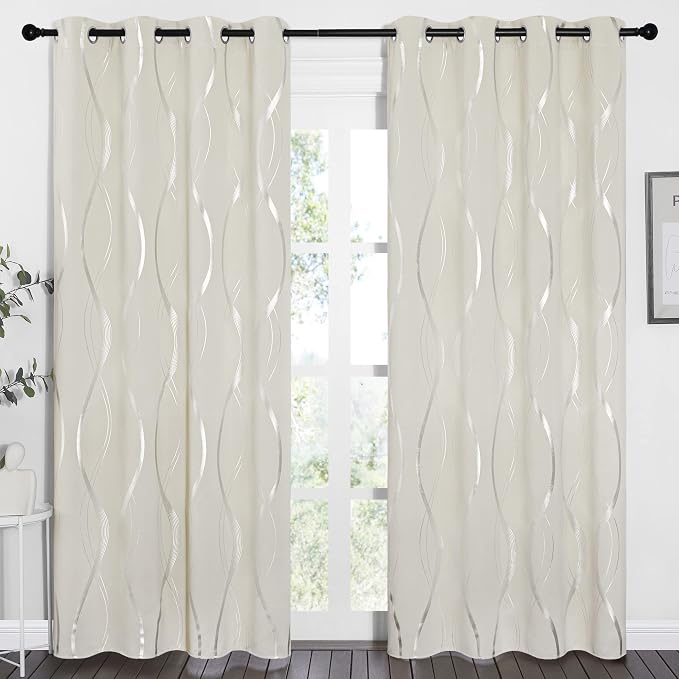NICETOWN Beige Blackout Curtain Panels 84 inches Long 2 Panels | Thermal - Image 2