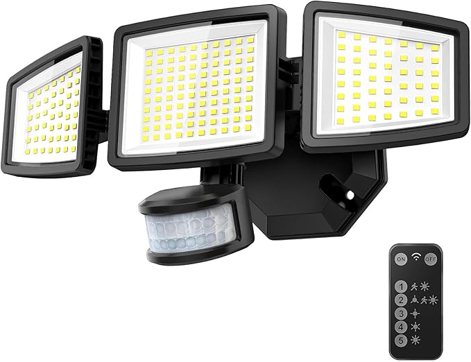 PURICH Upgraded LED Security Lights Motion Sensor Light Outdoor, 7000LM, 6500K, Waterproof, Flood Light Outdoor Motion Detector with Adjustable 3 Head, Hardwired Wall Light for Entryway, Yard, Garage