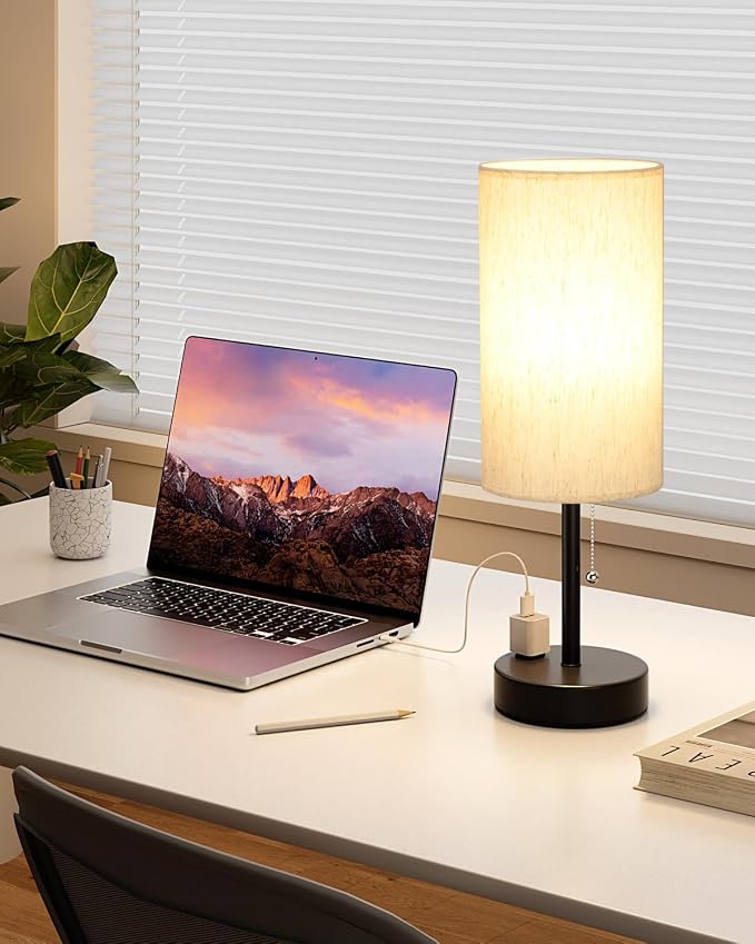 17.4" Cream Bedside Table Lamps Set of 2 - Image 7