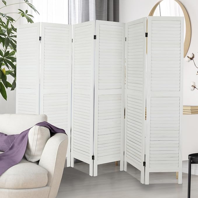6 Panel Room Divider, Freestanding Wooden Privacy Scree | Durable paulownia wood - Image 7