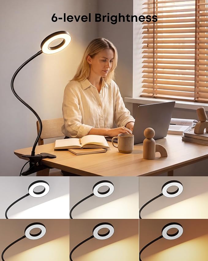 Clip on Light 5W Desk Lamp, Eye Caring Reading Light - Image 3