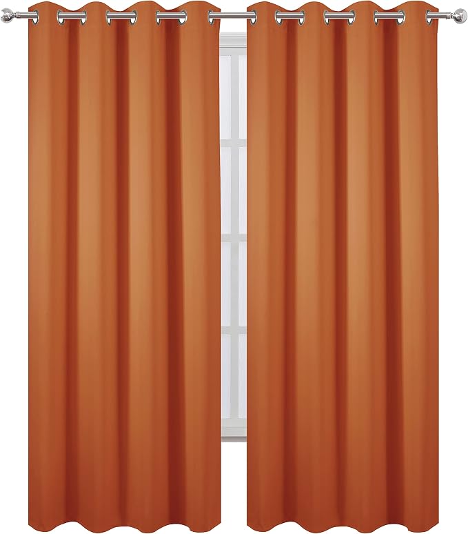 Blackout Curtains 52 x 84 inch/Orange Curtains Set of 2 Panels/Thermal - Image 2