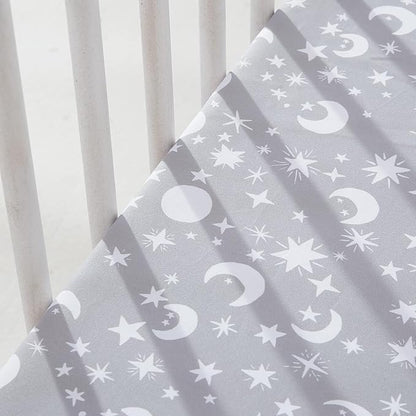Bimocosy Crib Sheets 4 Pack, Baby Crib Sheets Fitted for Boys and Girls Breathable & Snug Fit, Soft Toddler Bed Sheets for Standard Crib Mattress Nursery Daycare Essentials, Starry Safari