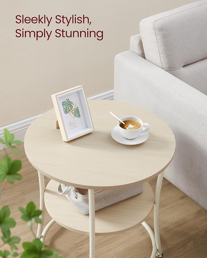 VASAGLE 21.3-Inch Round Side Table, 2-Tier End Table - Image 4