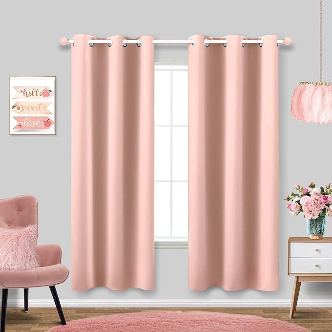 KOUFALL Blush Pink Curtains 42x63 Inches Long by KOUFALL