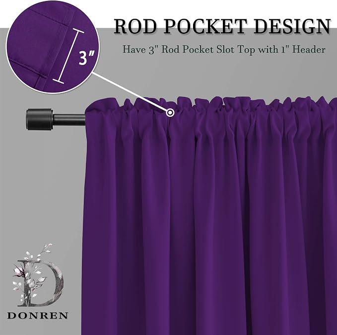 54 Inch Length Royal Purple Blackout Curtains - Image 4