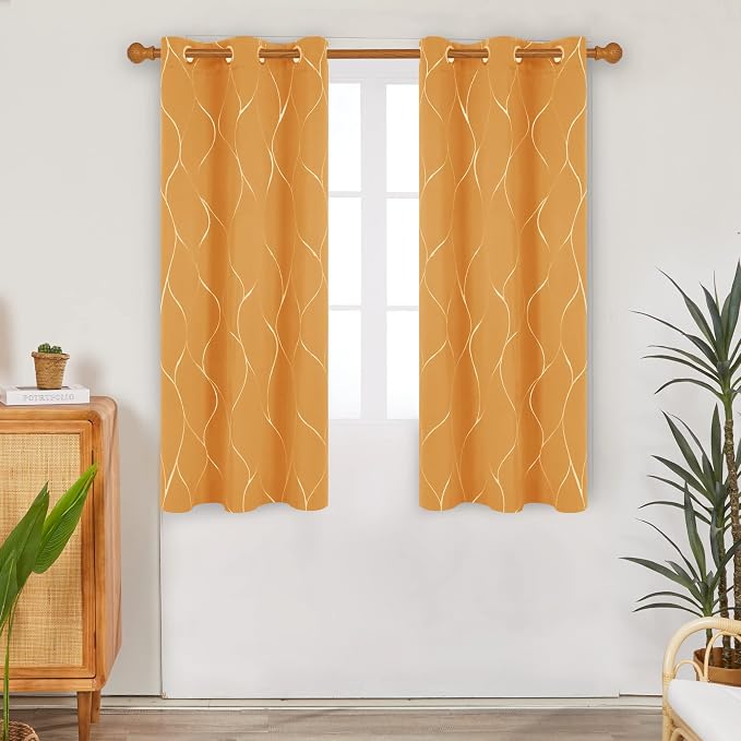 Deconovo Curtains for Living Room, Pattern Blackout Curtains 45 Inches Long | - Image 2