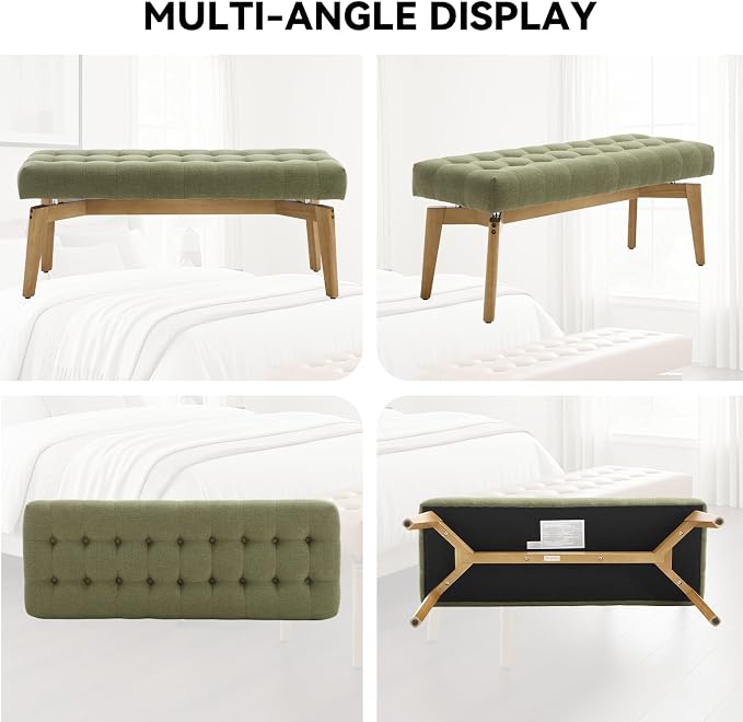 DUOMAY Green Upholstered End of Bed Bench - Image 7
