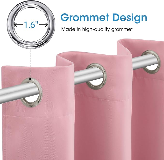 HOMEIDEAS Baby Pink Blackout Curtains - Image 4