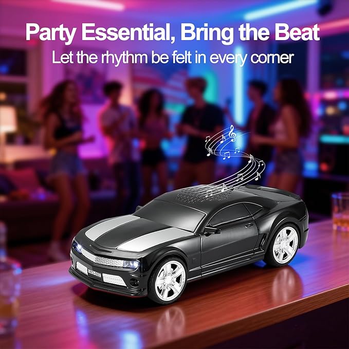 WSTER Classic Sports Car Model Bluetooth Speaker, Portable Wireless Outdoor Speaker with HD Sound, TWS Pairing, Truck Bluetooth Speaker, Parties & Home Audio (Black)