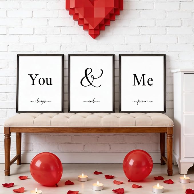 Houmury Set of 3 Framed Wall Decor Farmhouse Wall Art You & Me Always and - Image 5