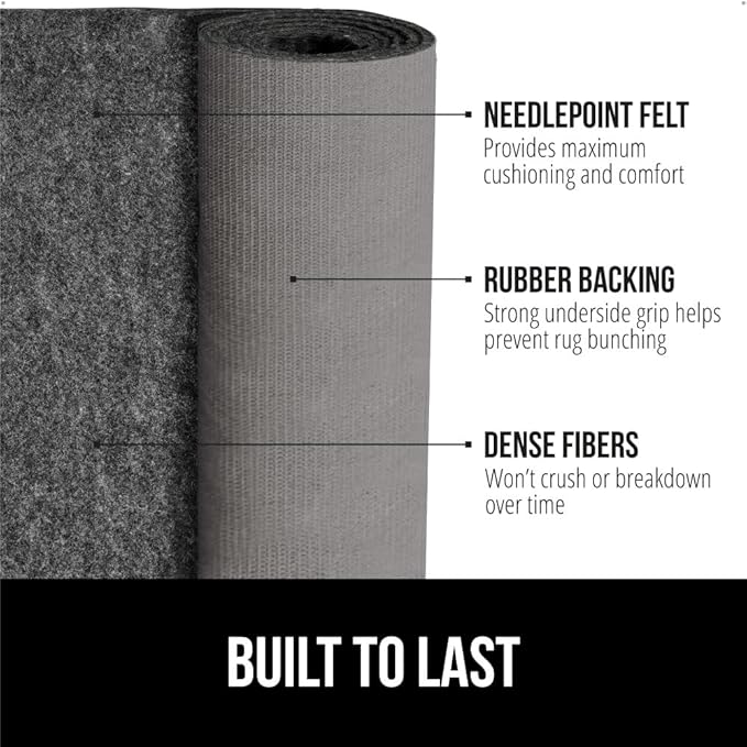 GORILLA GRIP Felt and Natural Rubber Stay in Place Slip Resistant Rug Pad, 1/4in Thick, 4x6 FT Protective Padding Under Area Rugs, Cushioned Gripper Pads, Carpet Runners, Hardwood Floors Protection