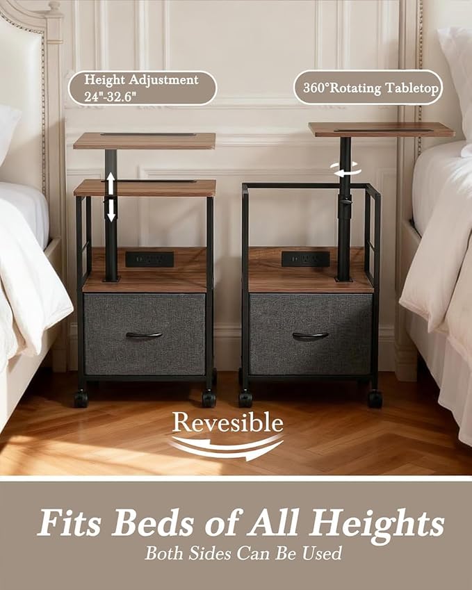 Faesun Swivel Lift Top Nightstand - Image 3